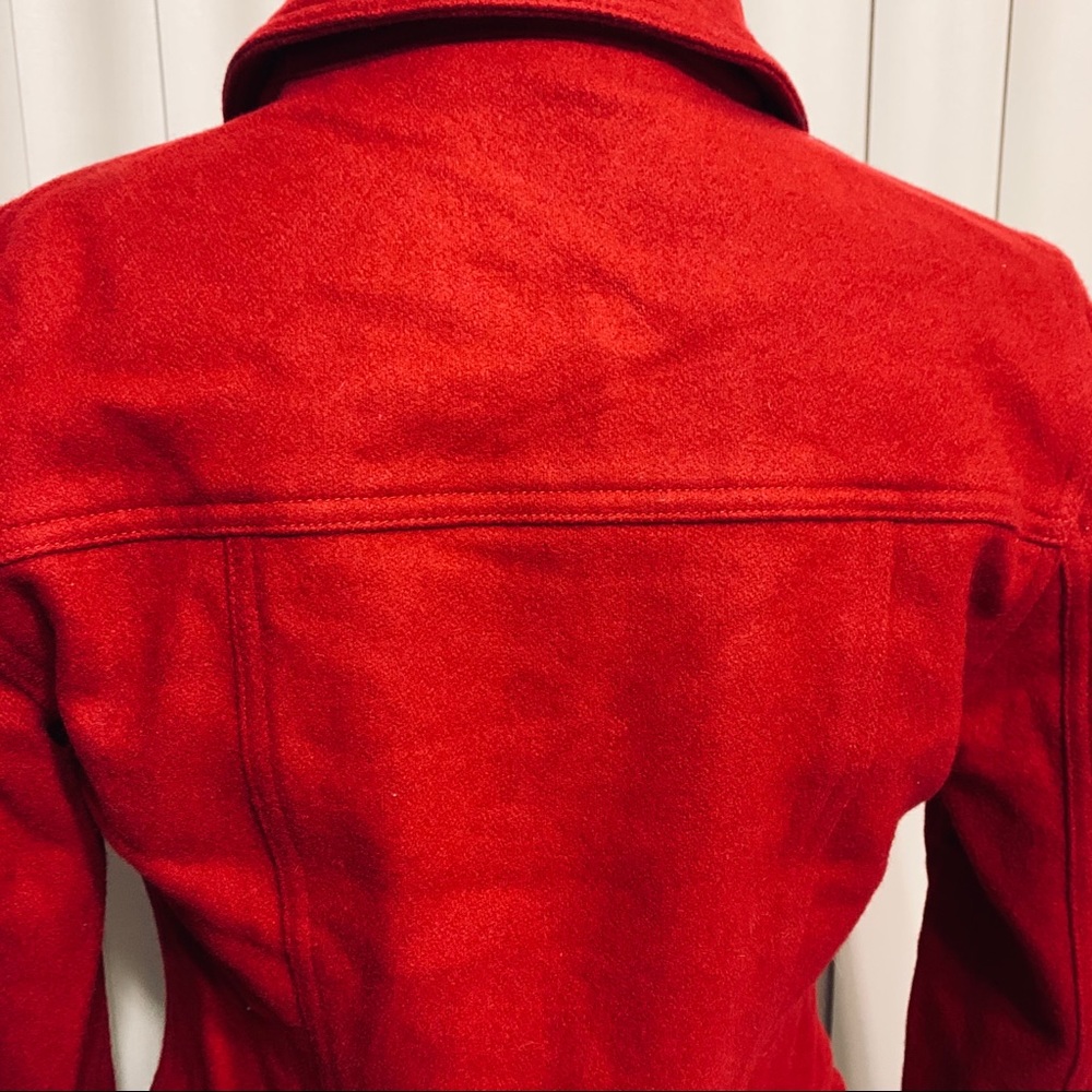 Express Red Collared Snap Button Wool Jacket - Picture 10 of 14